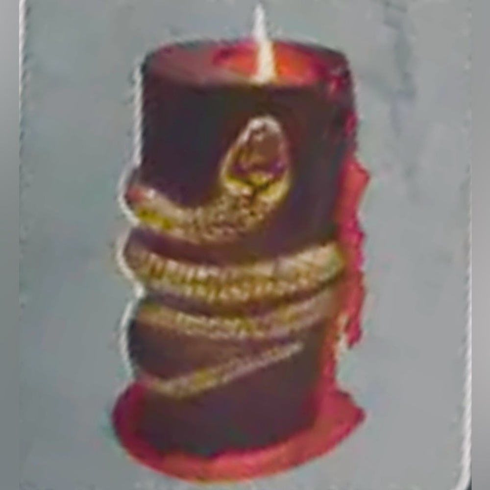 Bleeding Black Tall Gold Snake Pillar Candle - Picture 4 of 6